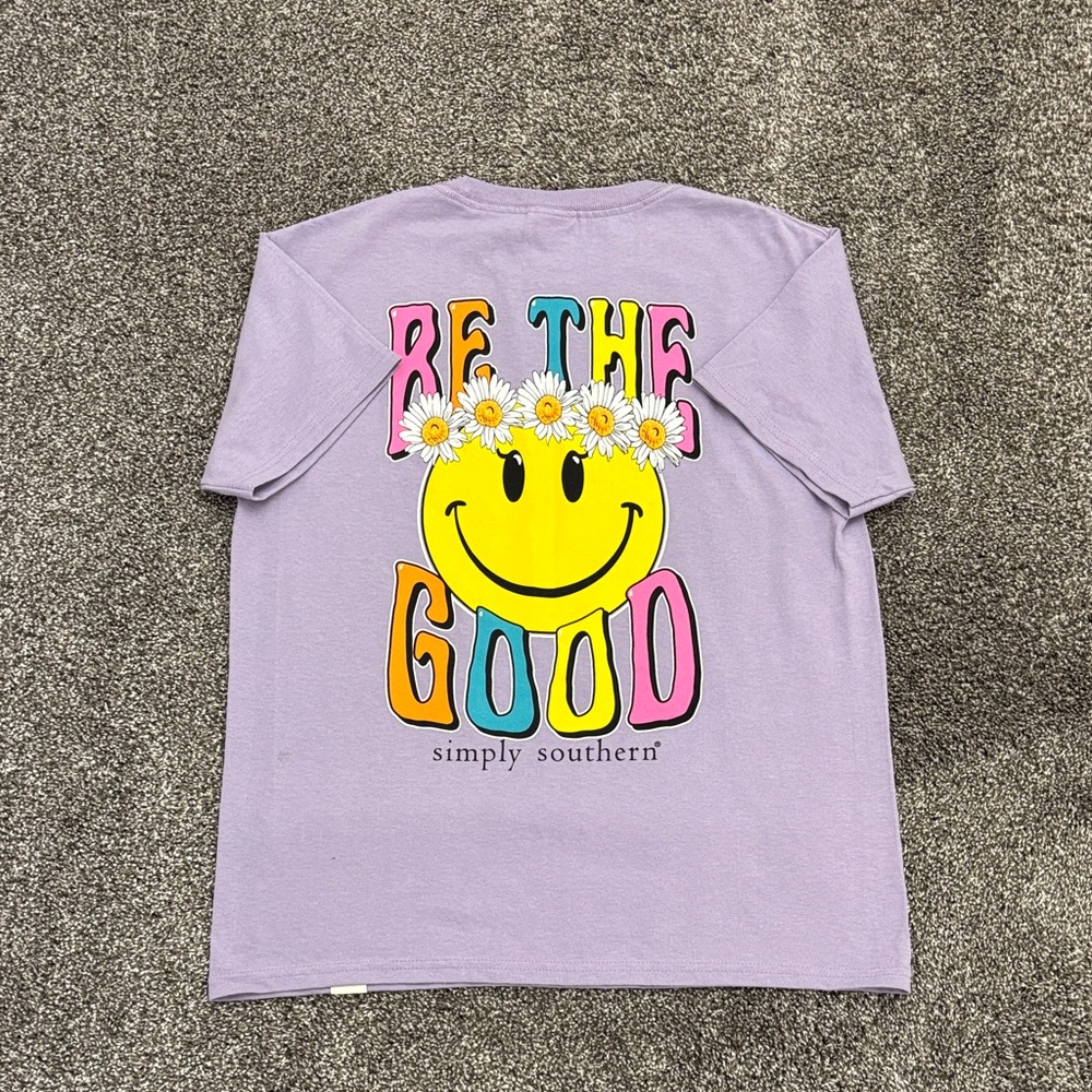 Simply Southern Kids Lavender Tee with Smiley Design